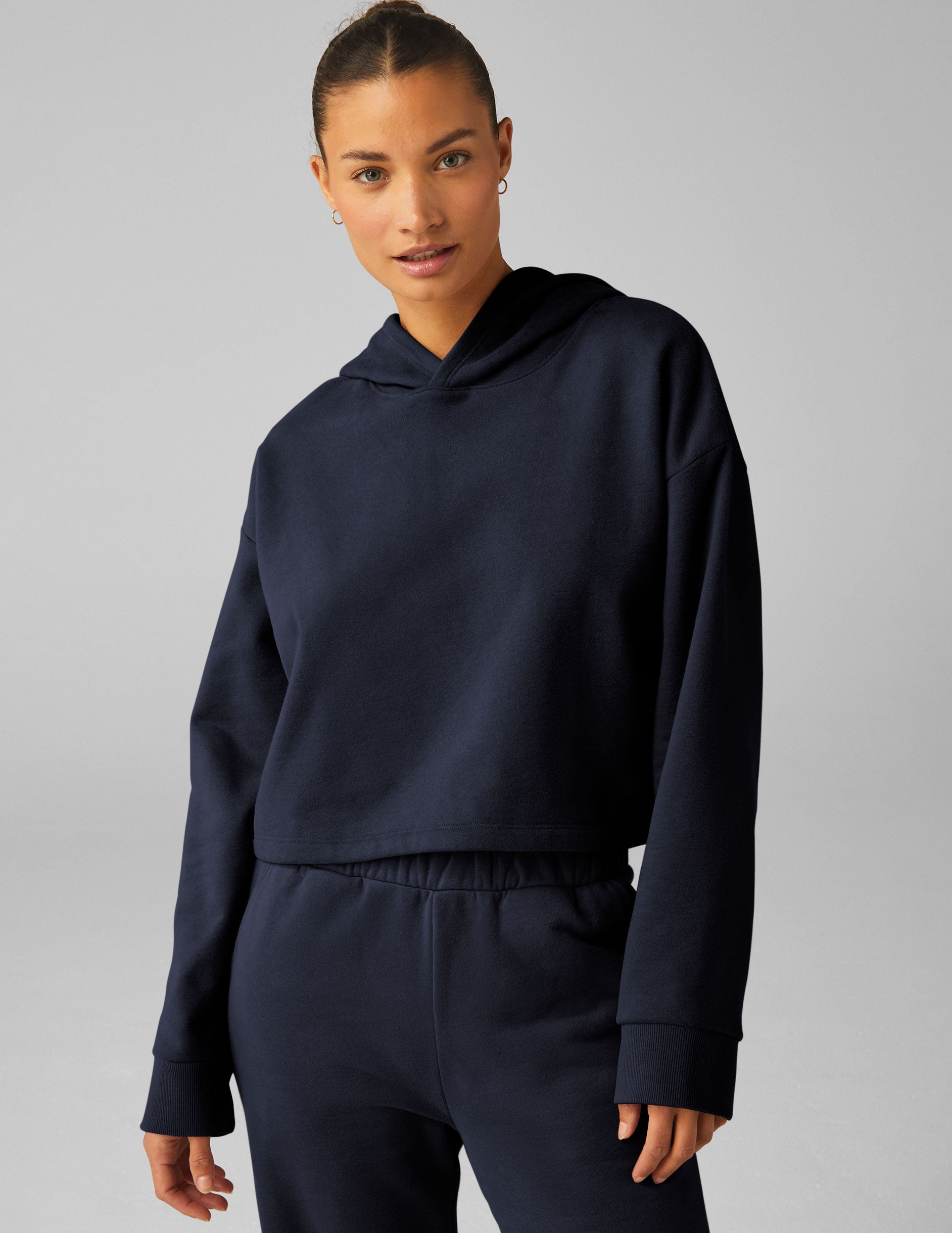 navy cropped hoodie