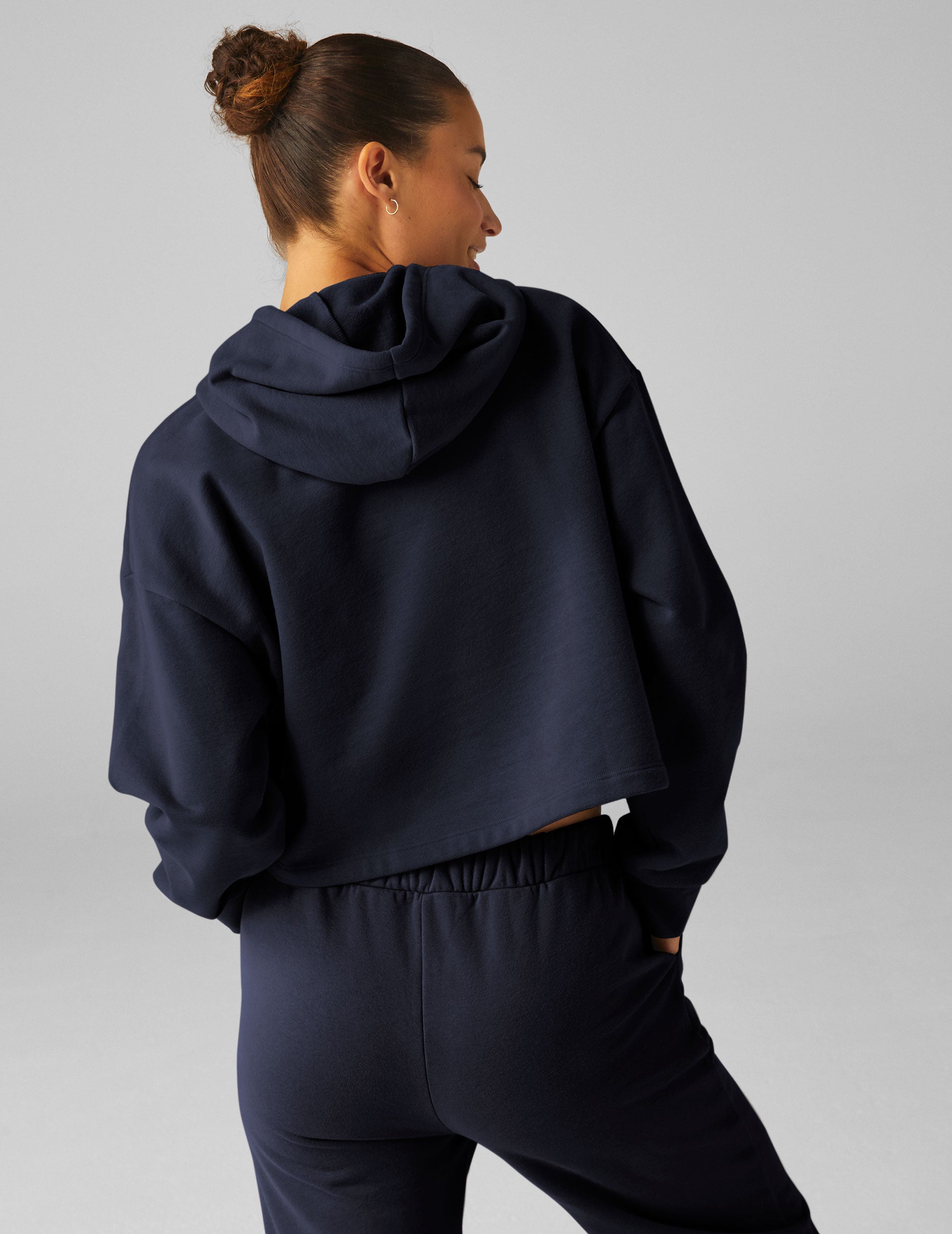 navy cropped hoodie