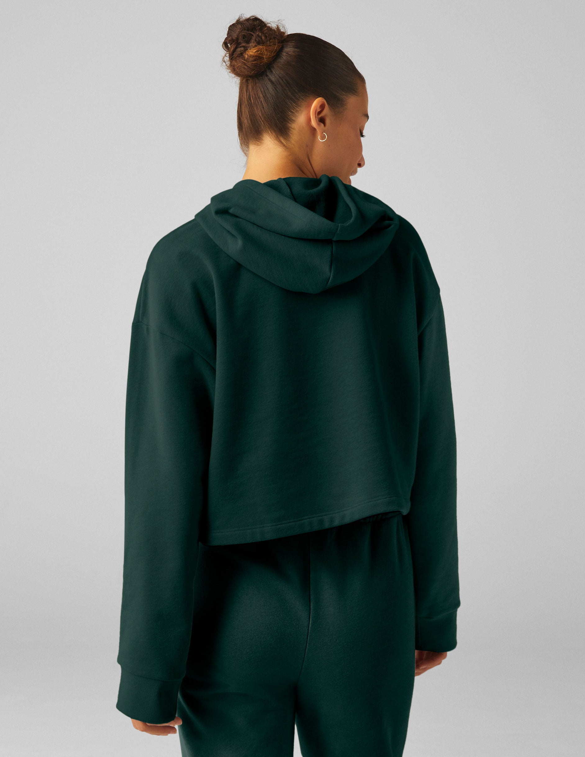 green cropped hoodie.