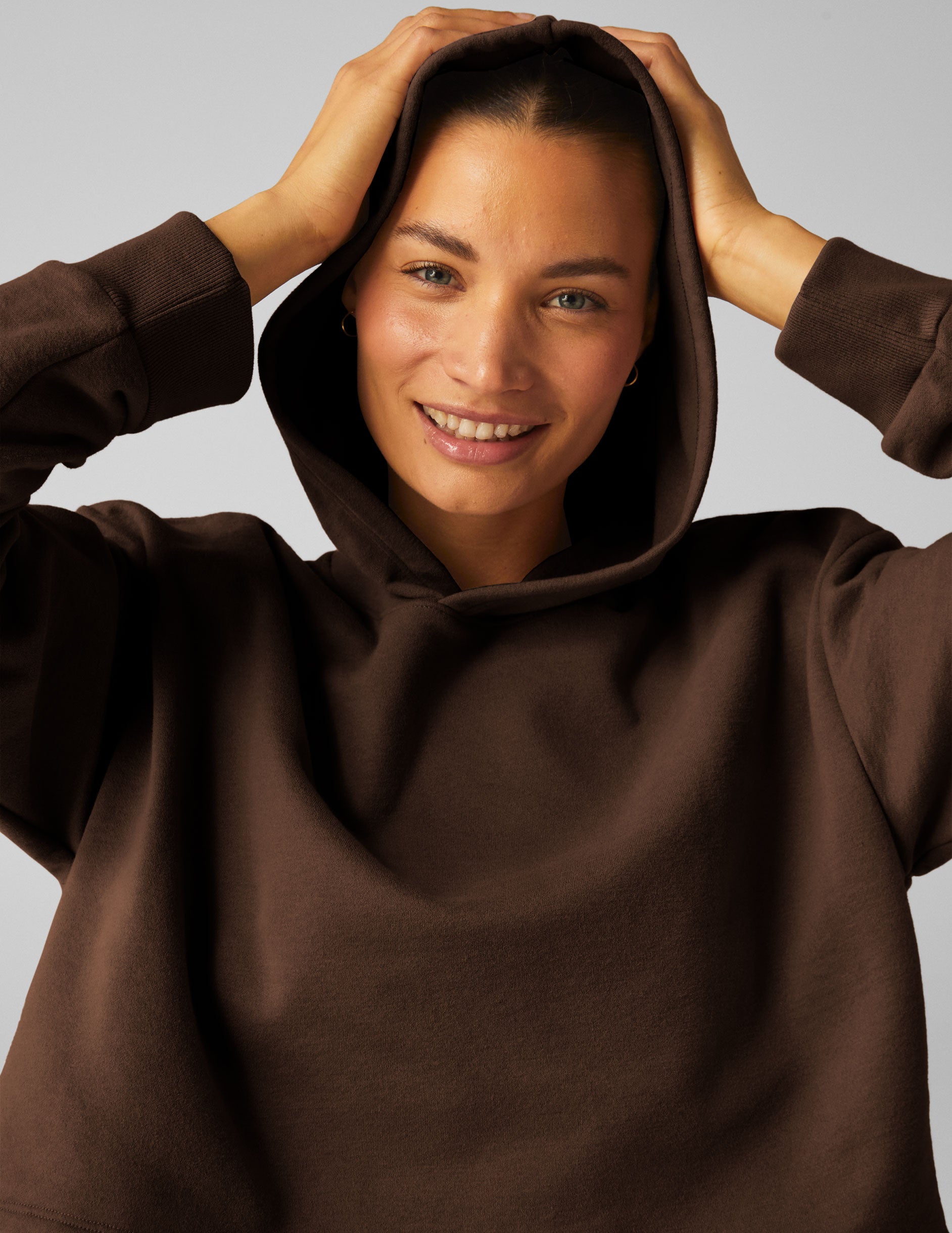 brown cropped hoodie.