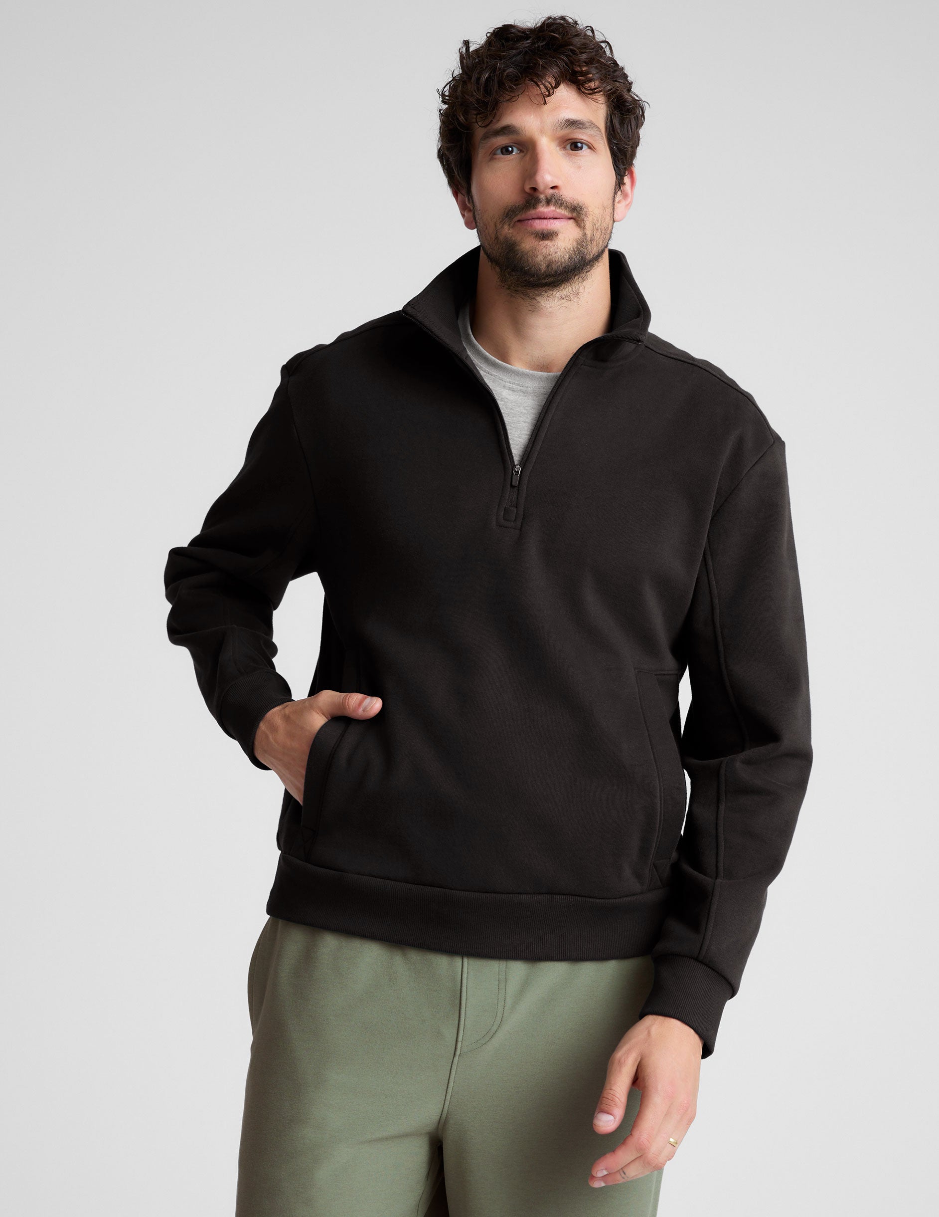 men black half zip up pullover