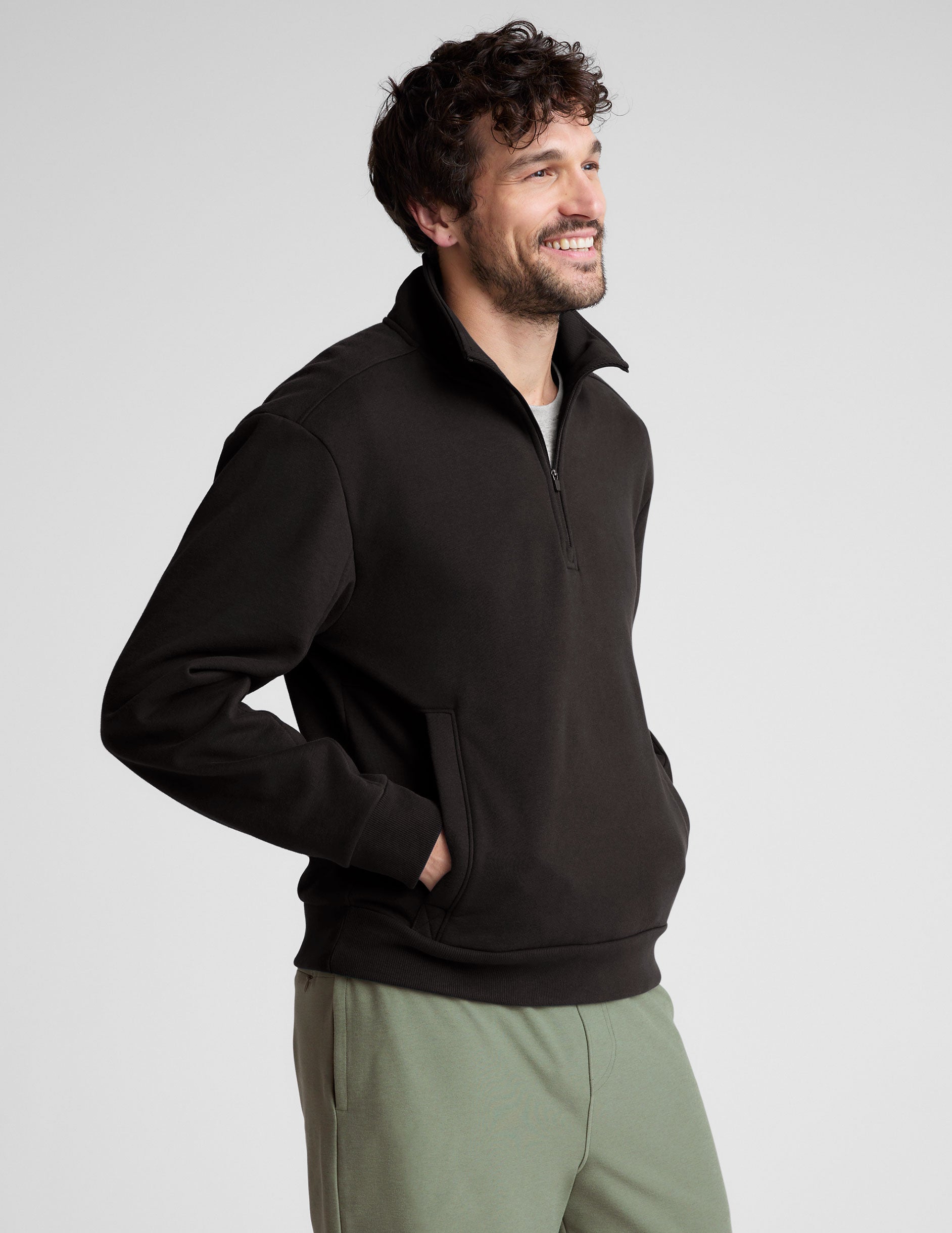 men black half zip up pullover