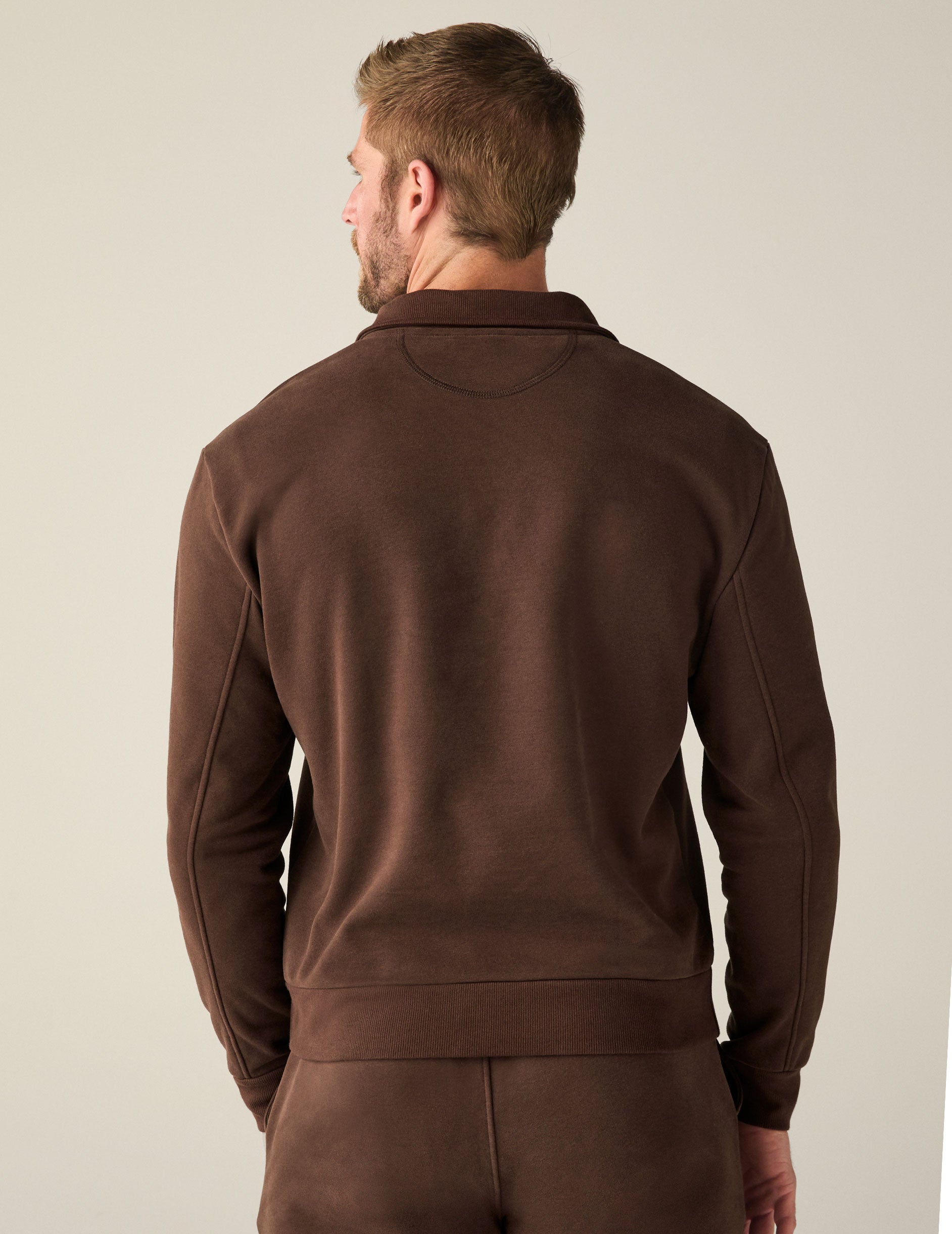 mens brown half zip pullover.