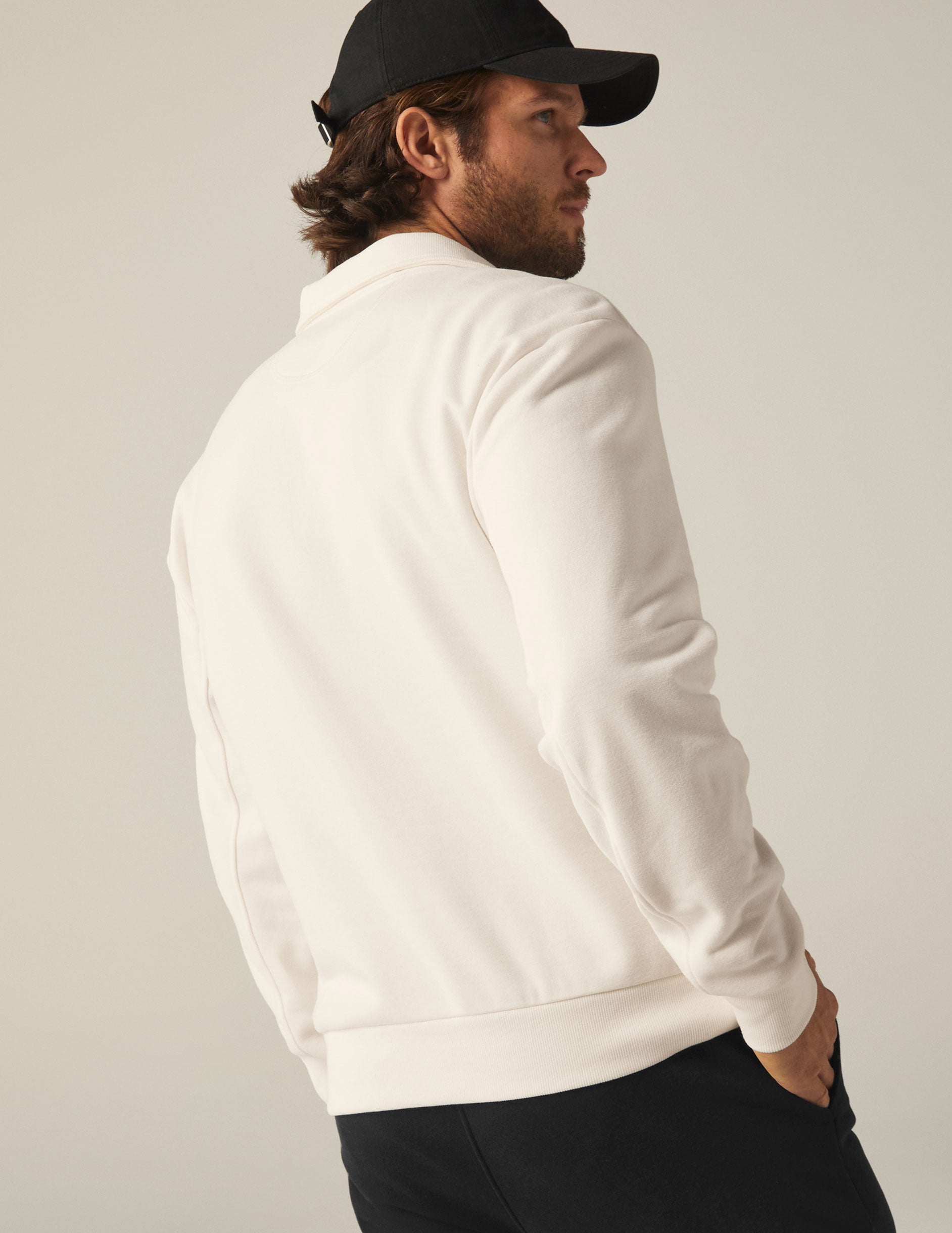 mens white half zip pullover