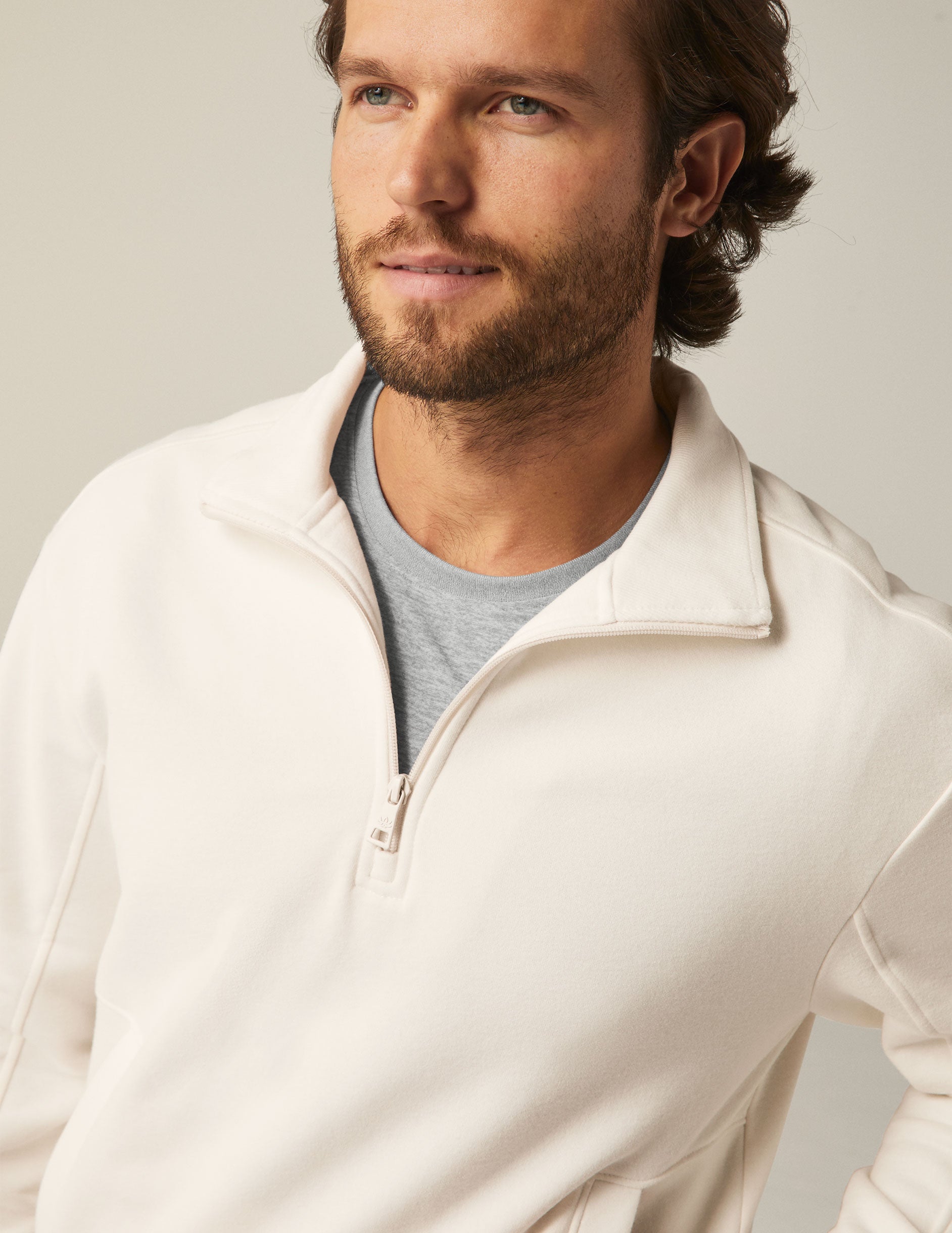 mens white half zip pullover