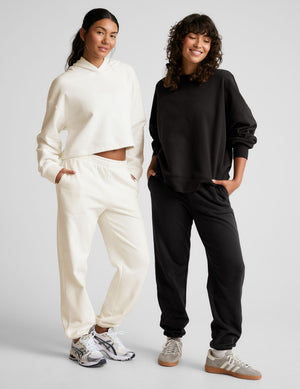 white crew neck sweatshirt.