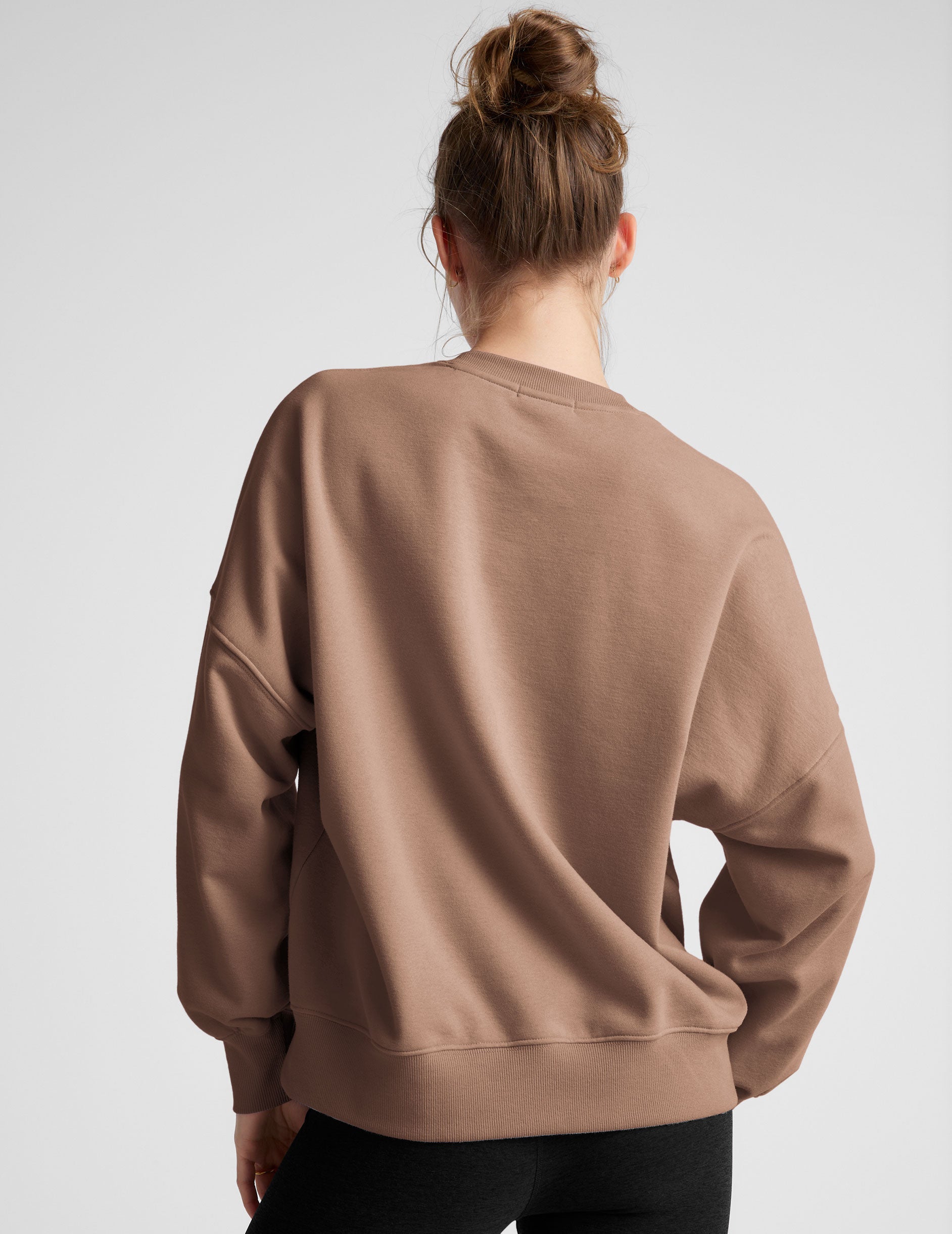 brown crewneck oversized sweatshirt. 