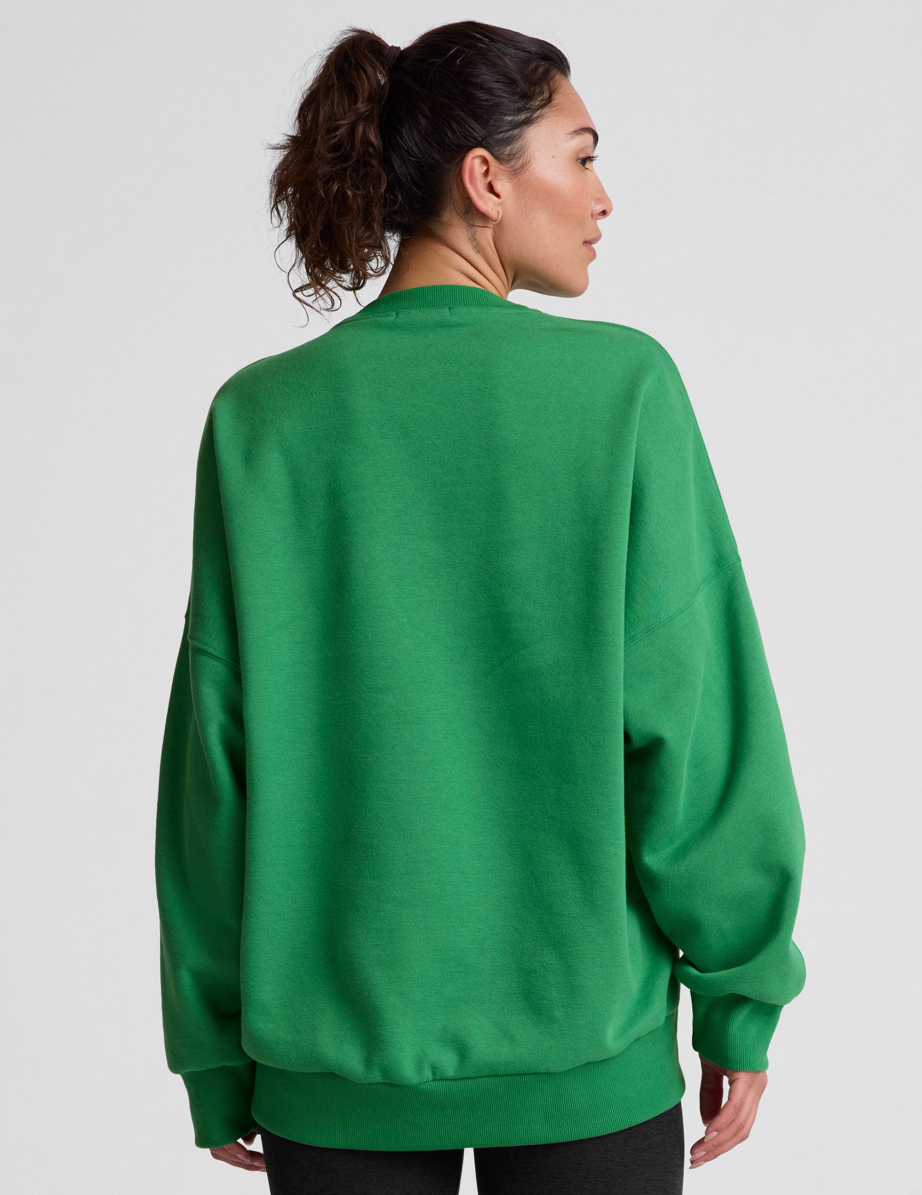 green crewneck oversized sweatshirt. 