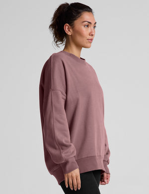 pink oversized crewneck sweatshirt. 