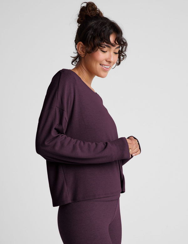 Beyond Yoga – Pullover Free Style Da Donna – Tessuto A Nido D'Ape, Scollo A V, Maniche Lunghe