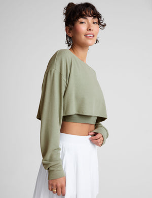 green 2-way long sleeve cropped shrug. 