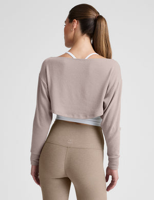 brown long sleeve shrug. 