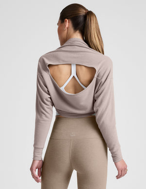 brown long sleeve shrug. 
