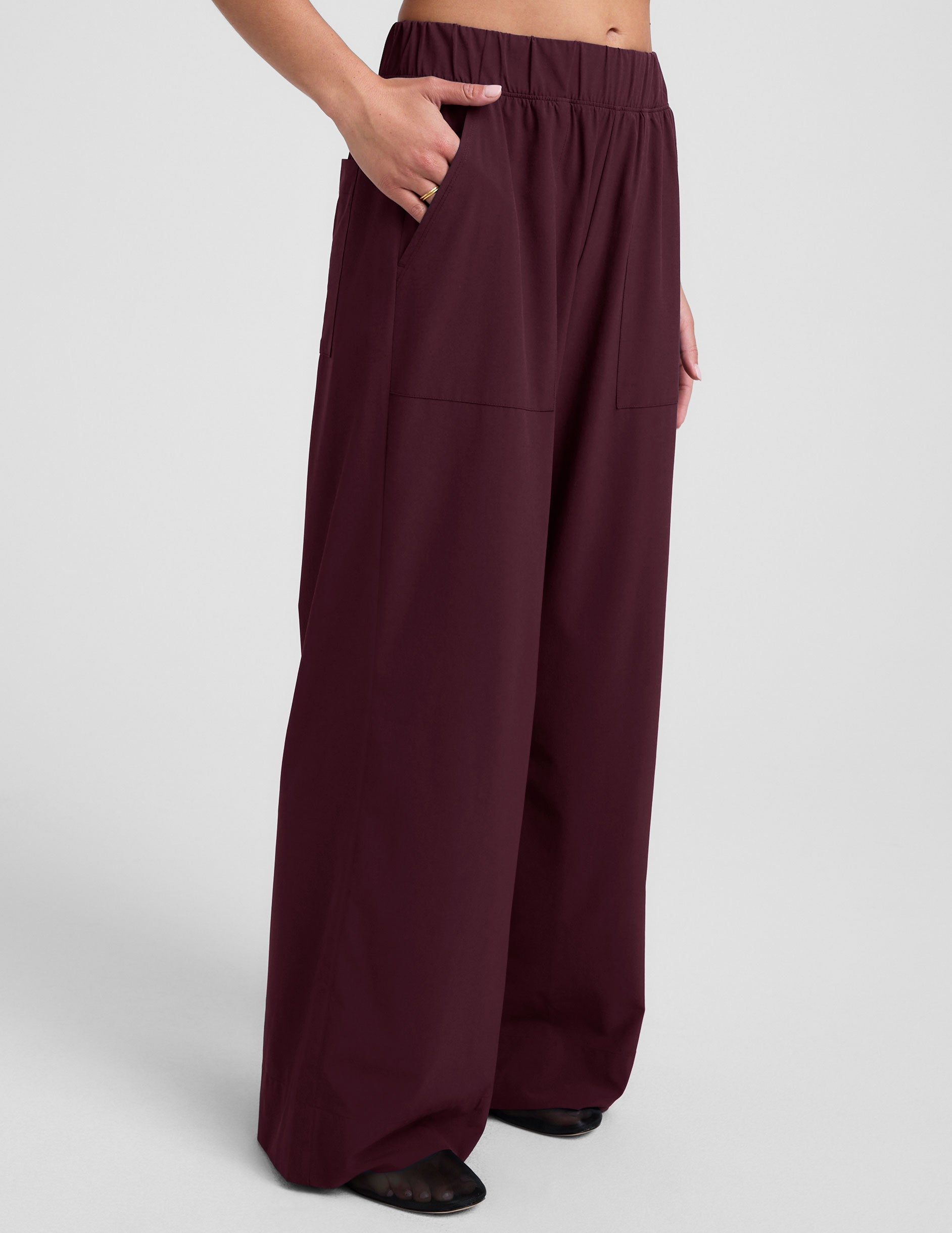 Women's Casual Stretch Wide Leg Pants - Black Cherry | Beyond Yoga