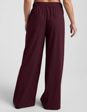 red pants with back and side pockets. 