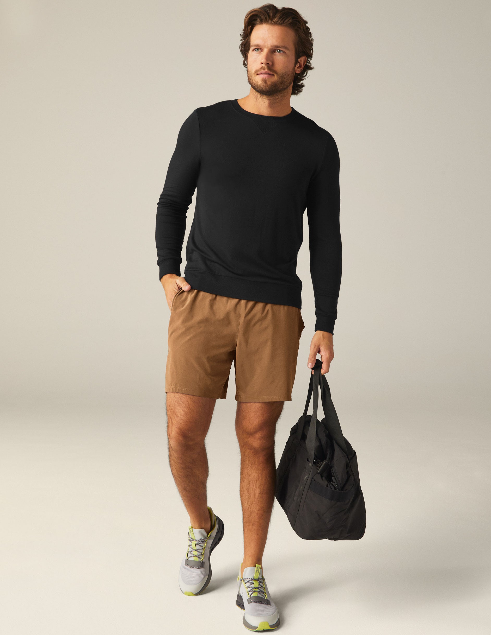 mens brown short with pockets at sides