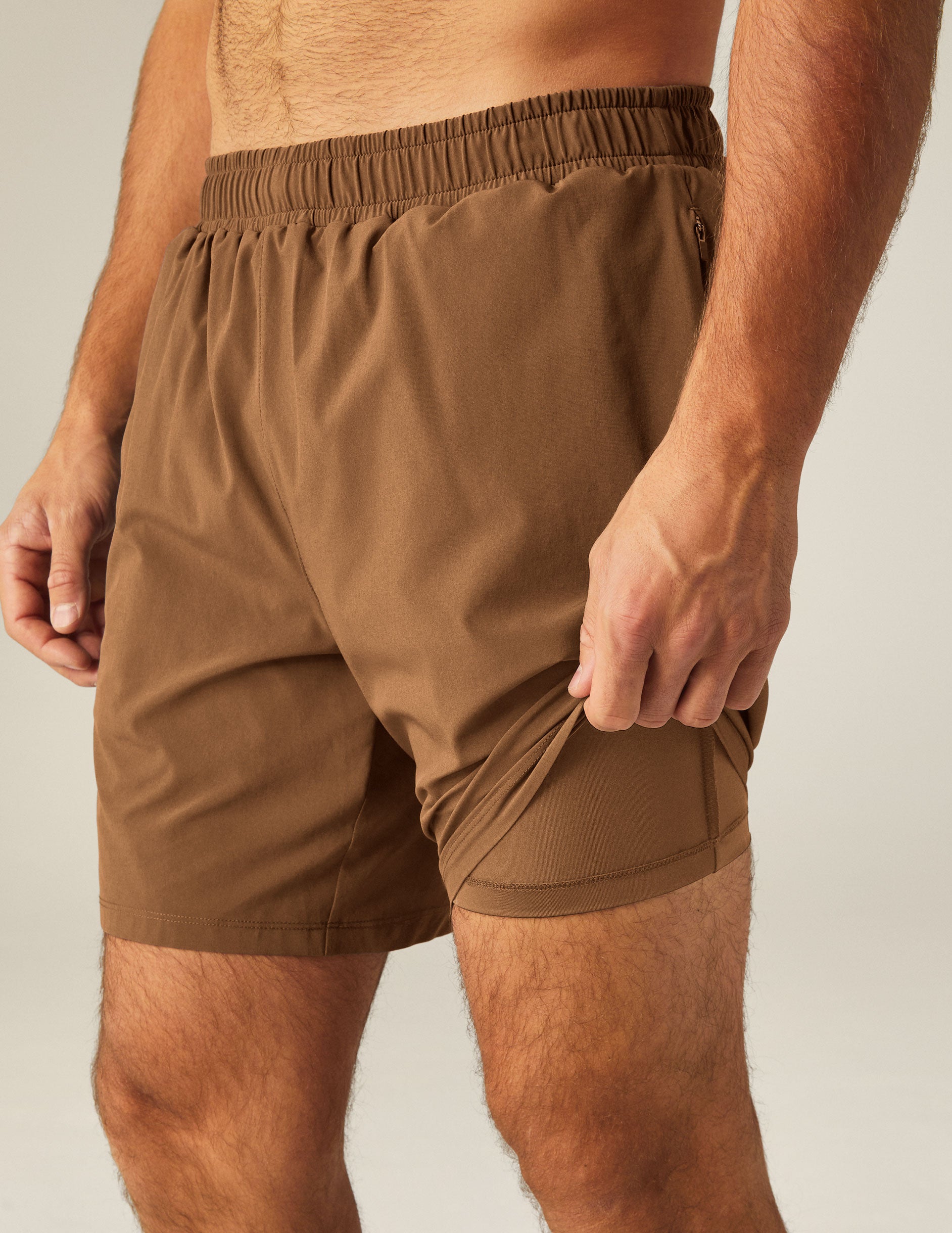 mens brown short with pockets at sides