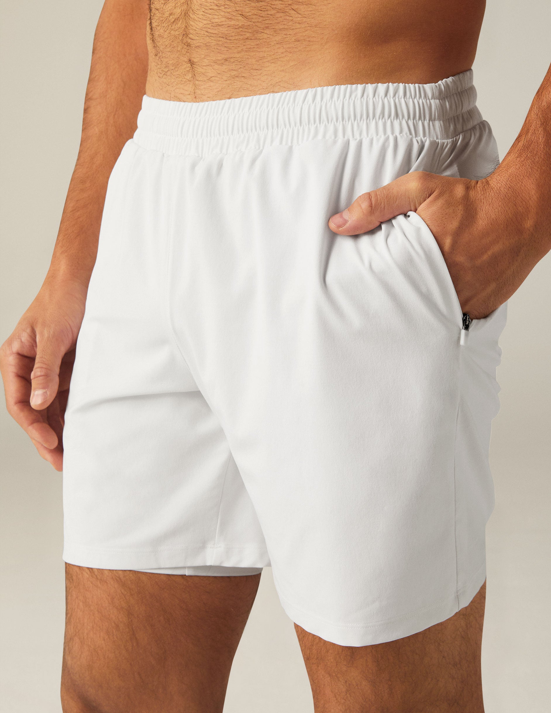 white mens lined shorts. 