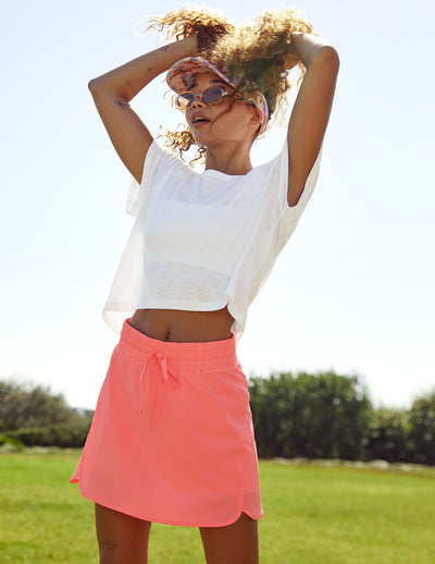 pink mini sport skirt with shorts underneath