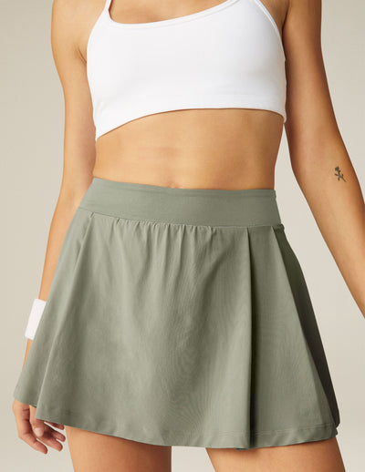 grey lined skirt with pockets 