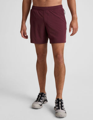 Front view of maroon Pivotal 2.0 Men's Lined Short 7