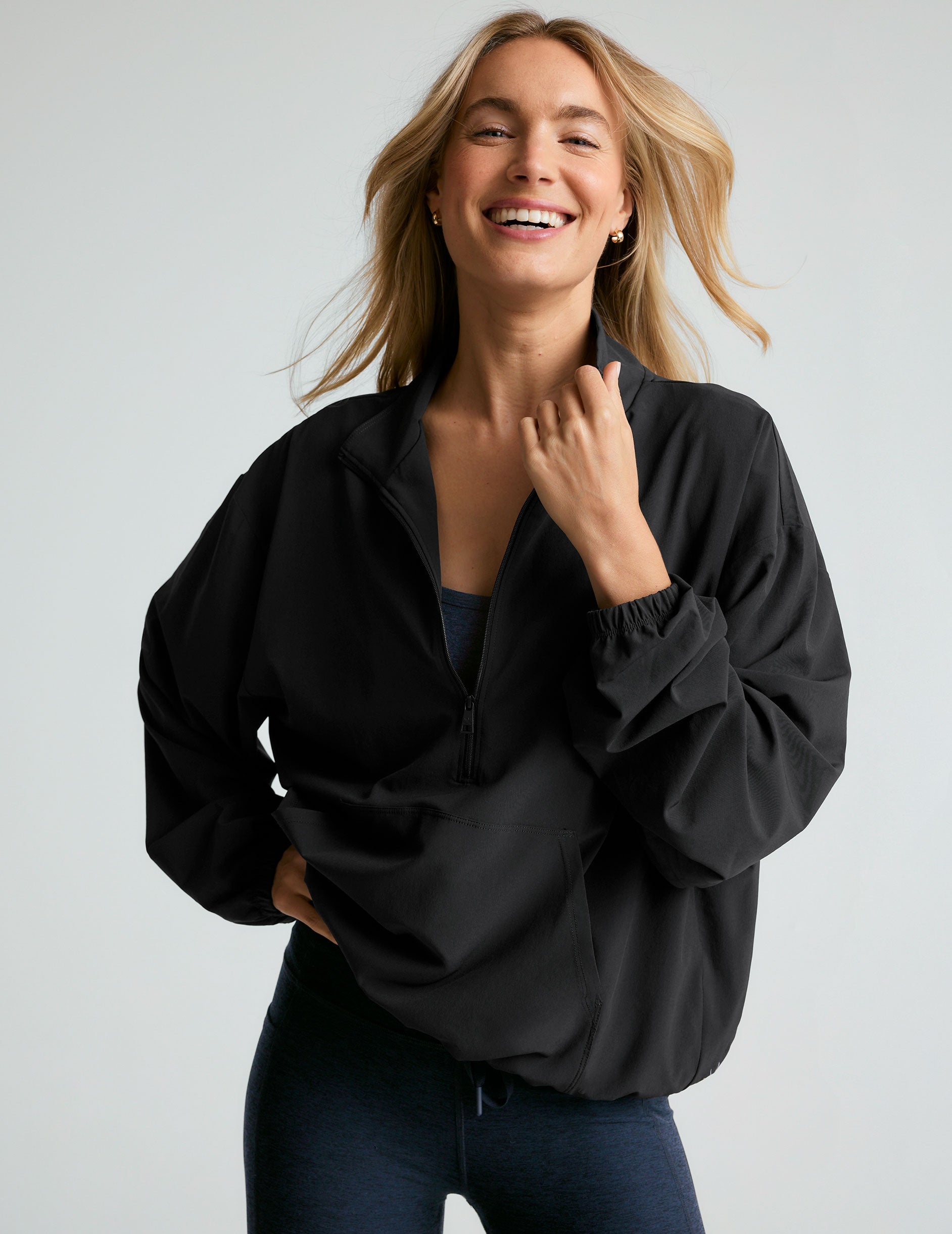 black half zip pullover