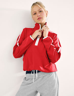 Stretch Woven Course Contrast Half Zip Pullover