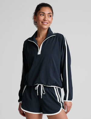 Stretch Woven Course Contrast Half Zip Pullover