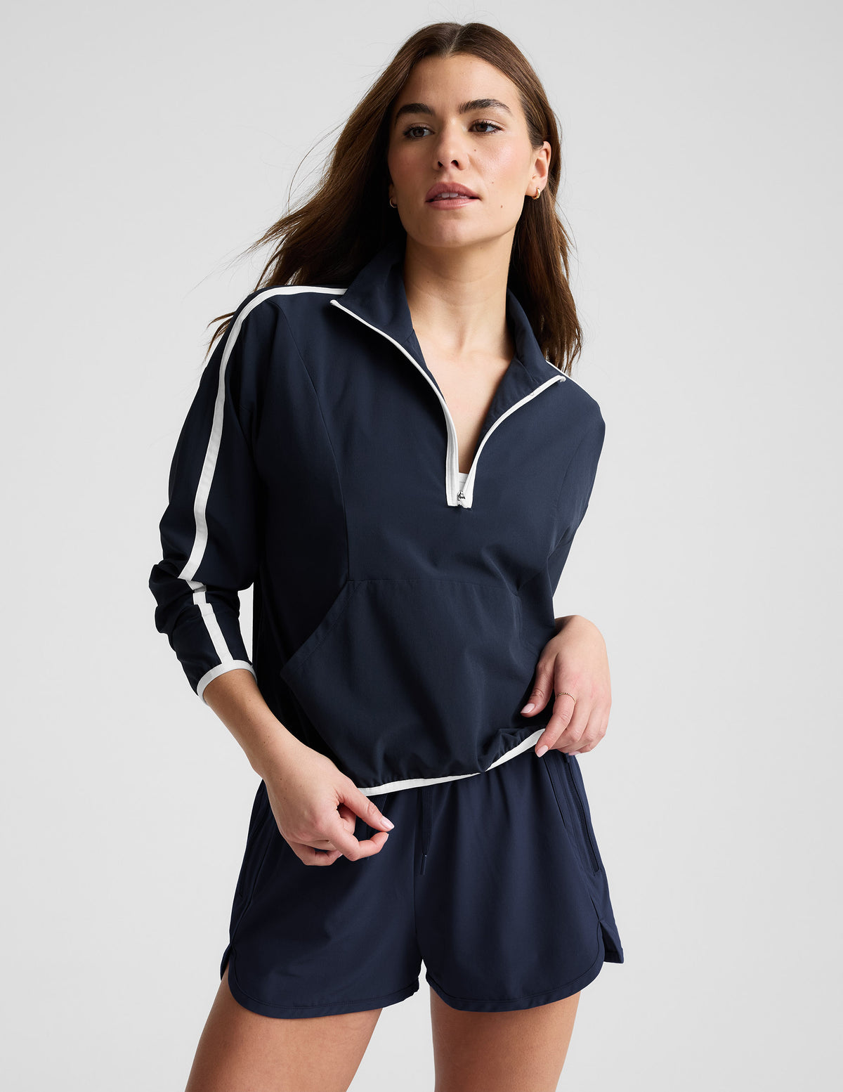 Stretch Woven Course Contrast Half Zip Pullover | Beyond Yoga