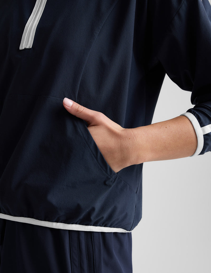 Stretch Woven Course Contrast Half Zip Pullover