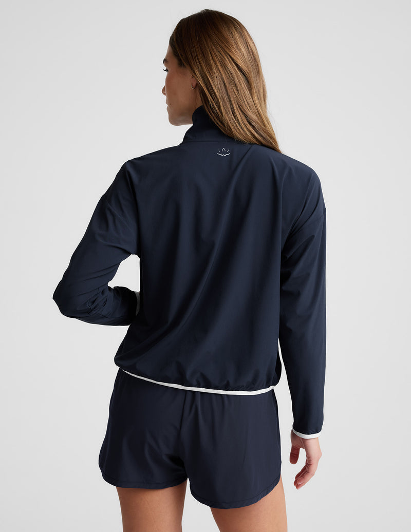 Stretch Woven Course Contrast Half Zip Pullover