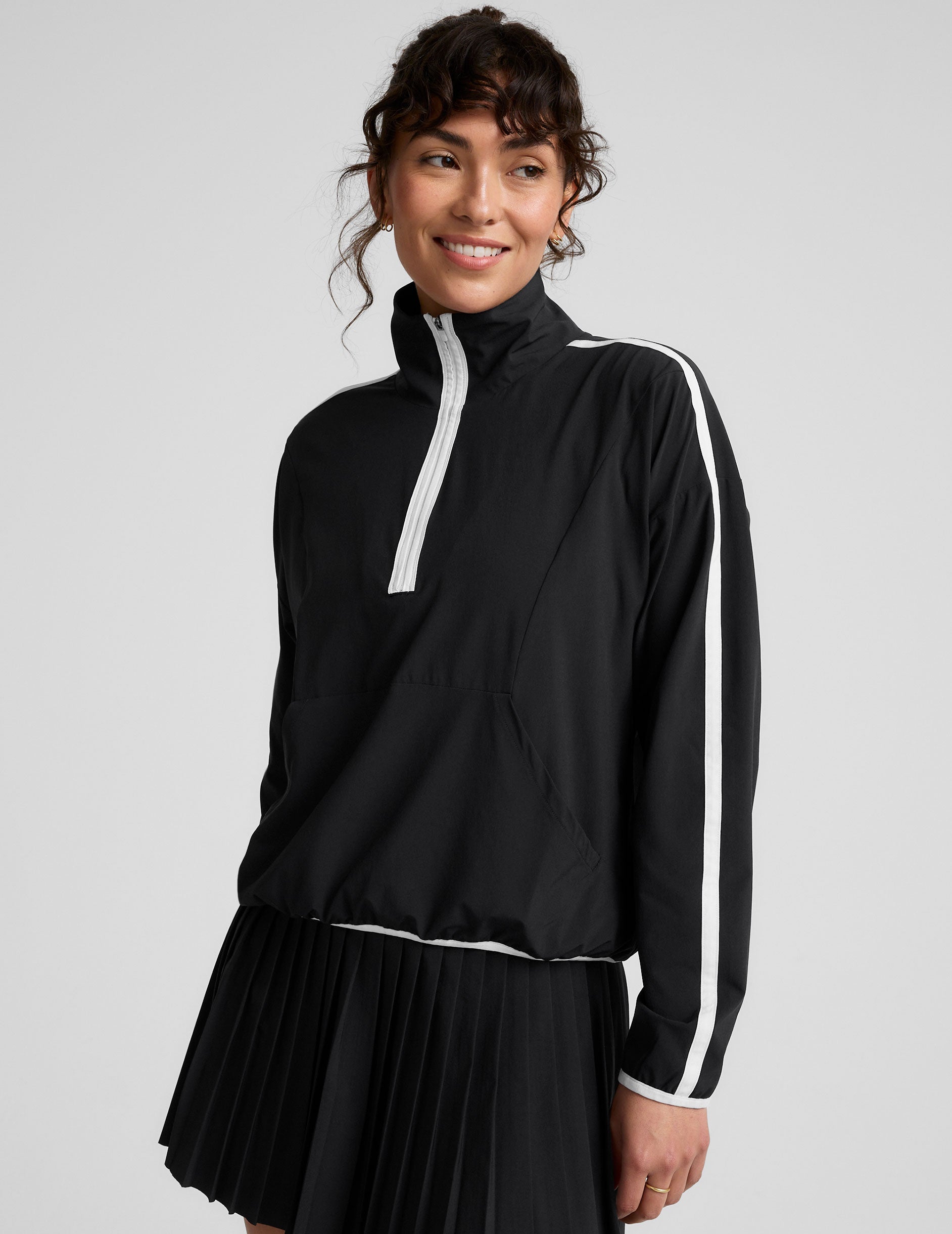 Stretch Woven Course Contrast Half Zip Pullover