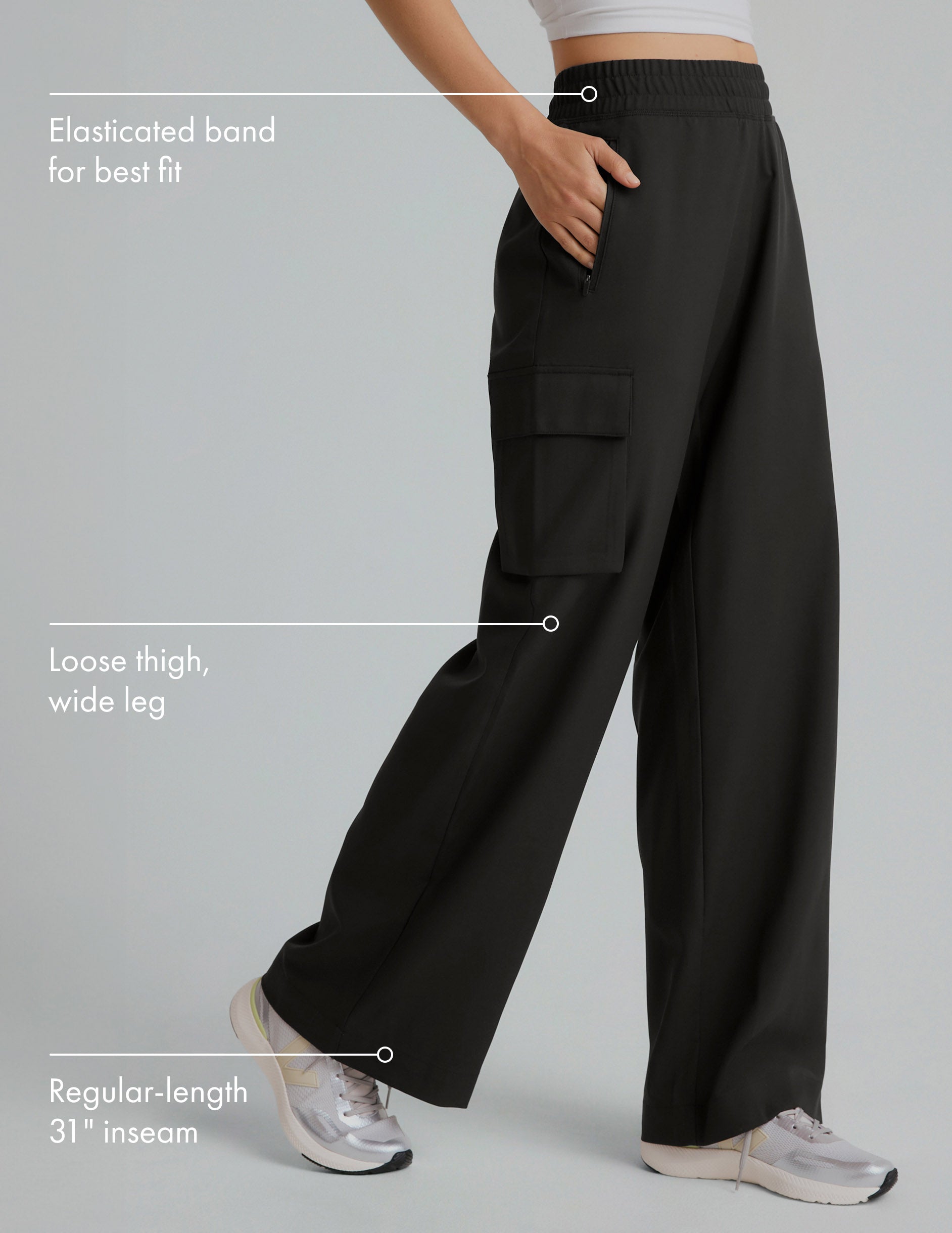 Wide leg utility fashion pants