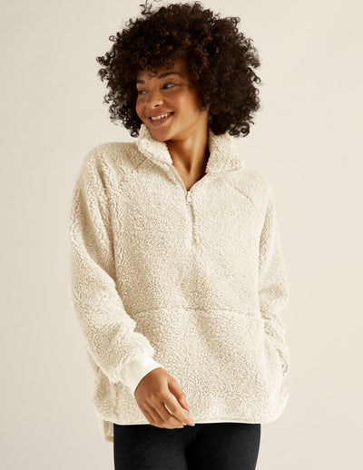 white sherpa quarter-zip pullover. 