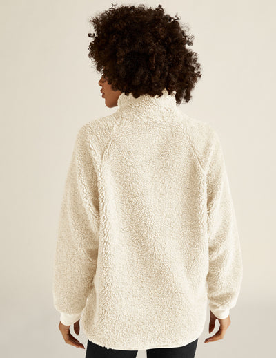 white sherpa quarter-zip pullover. 
