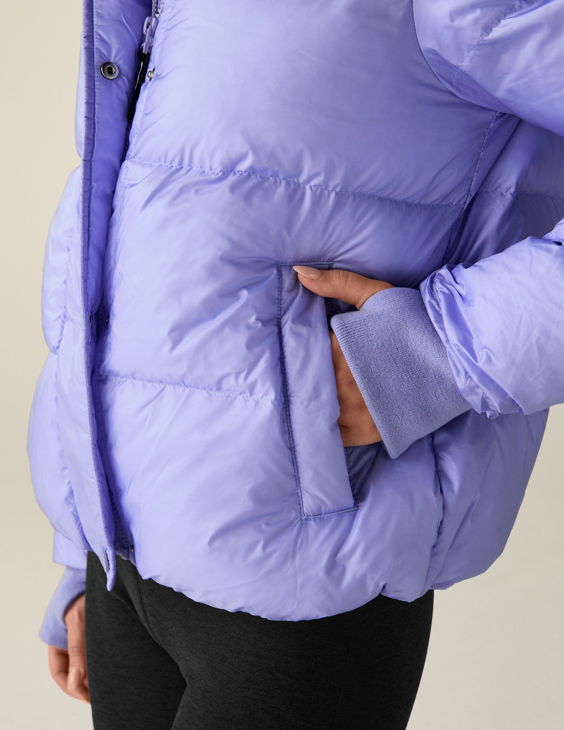 blue puffer coat