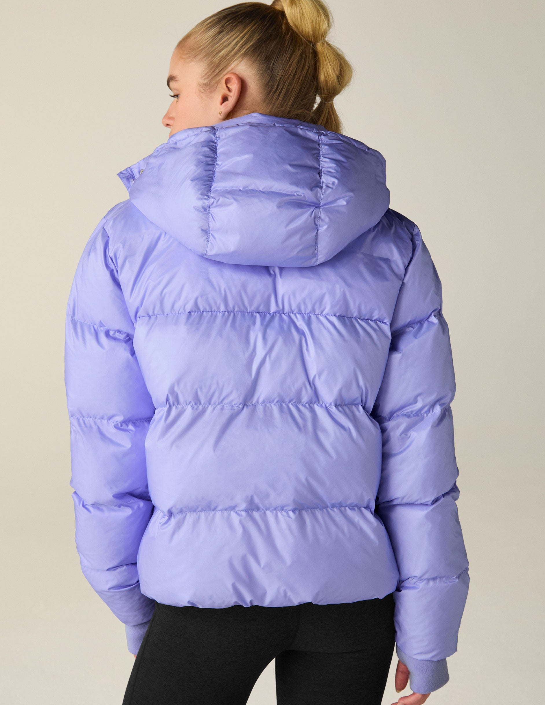 blue puffer coat