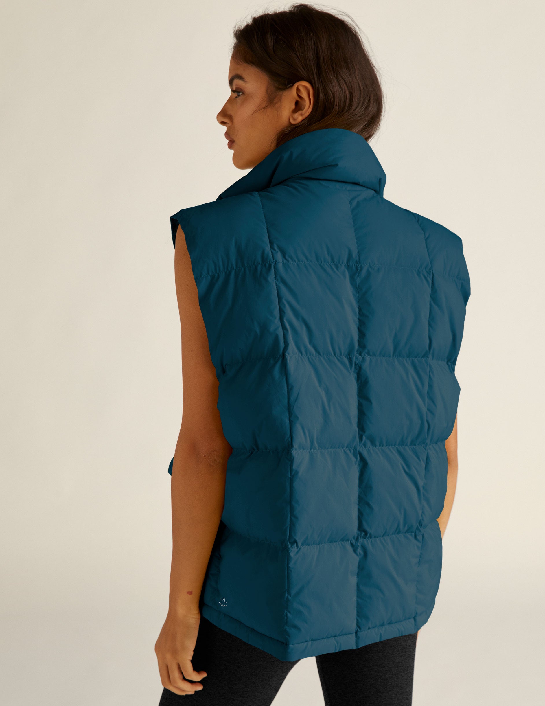 blue puffer vest