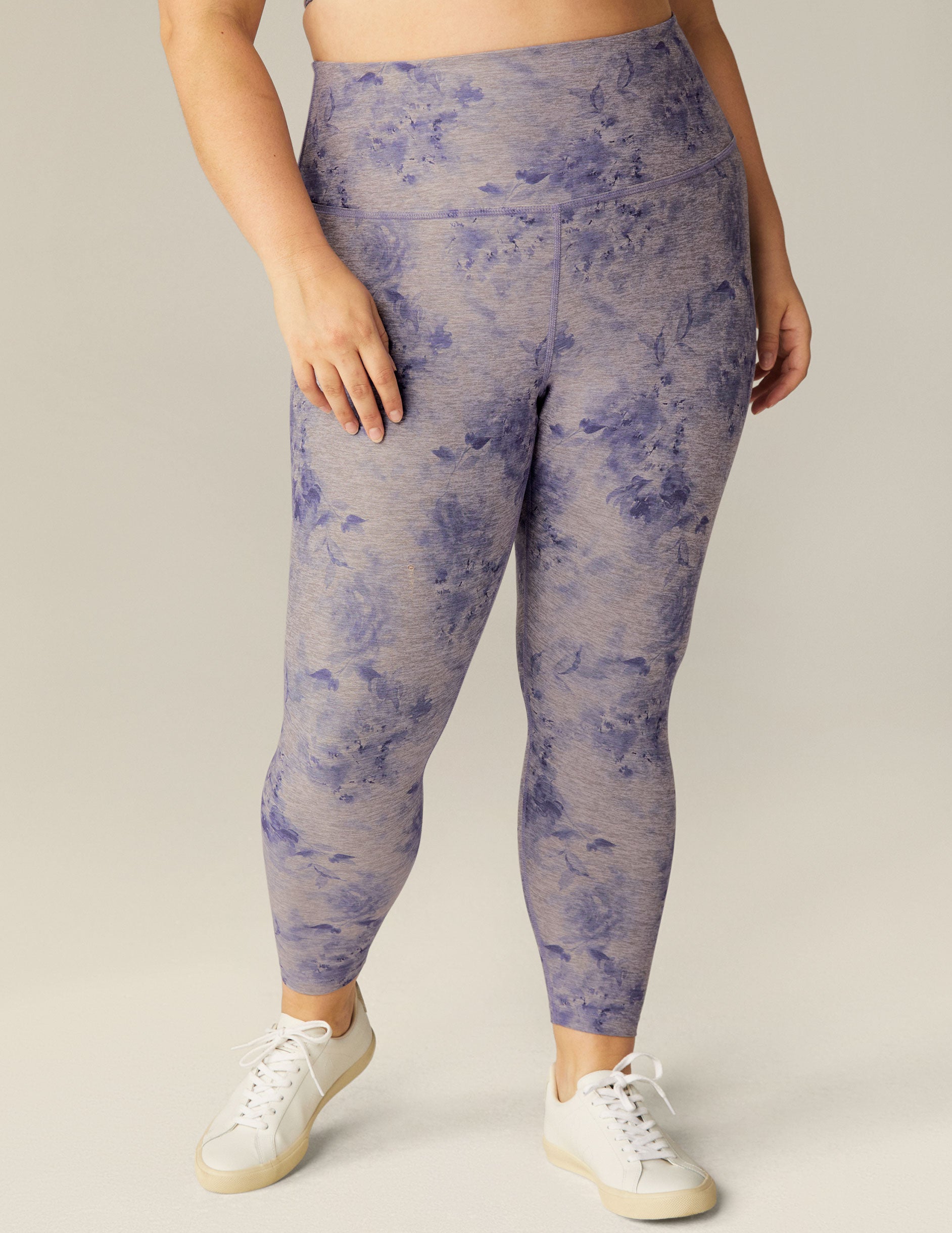Purple Yoga Leggings, , Floral Pattern, Extra Large Size Leggings, Plus  Sized Printed Leggings, High rise Leggings 