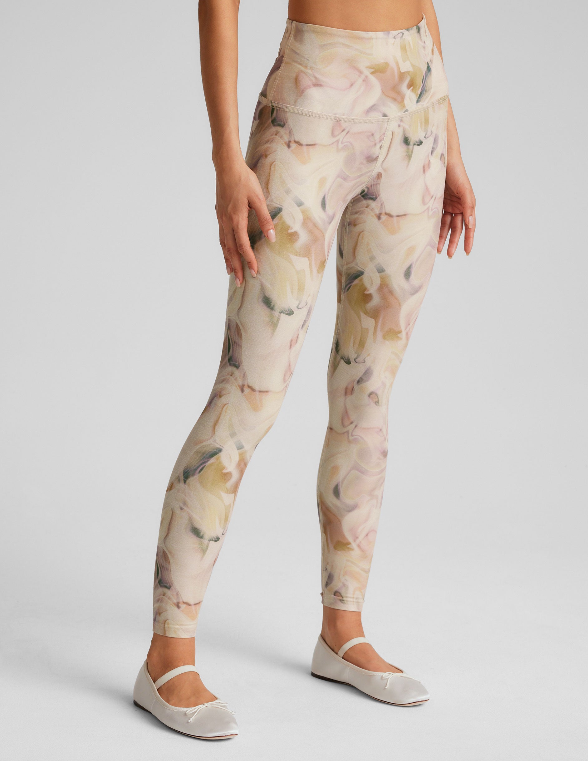 swirl printed high-waisted midi length leggings. 