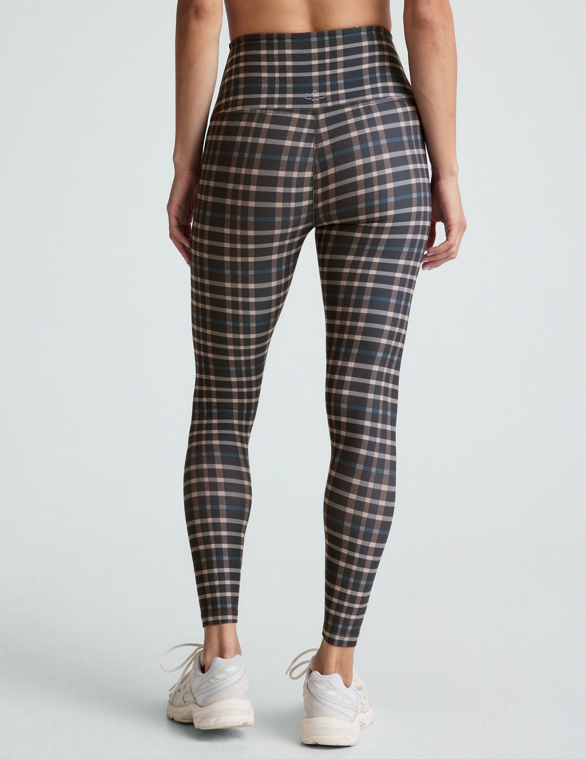 plaid printed high-waisted midi leggings. 