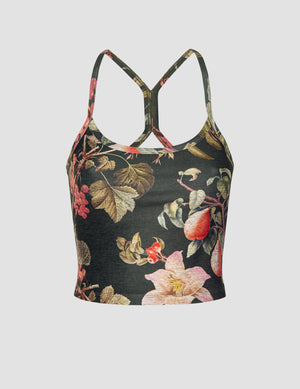 green garden printed slim racerback cropped tank. 