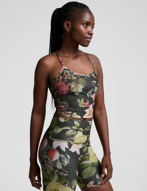green garden printed slim racerback cropped tank. 