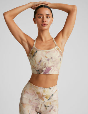 swirl printed racerback cropped tank top with spaghetti straps. 