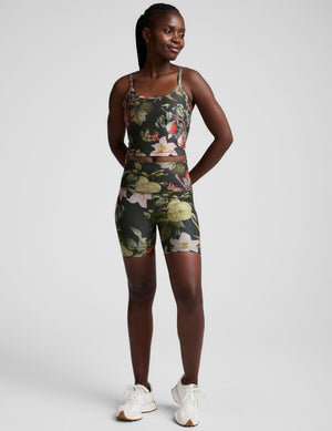 green garden printed high-waisted biker shorts. 