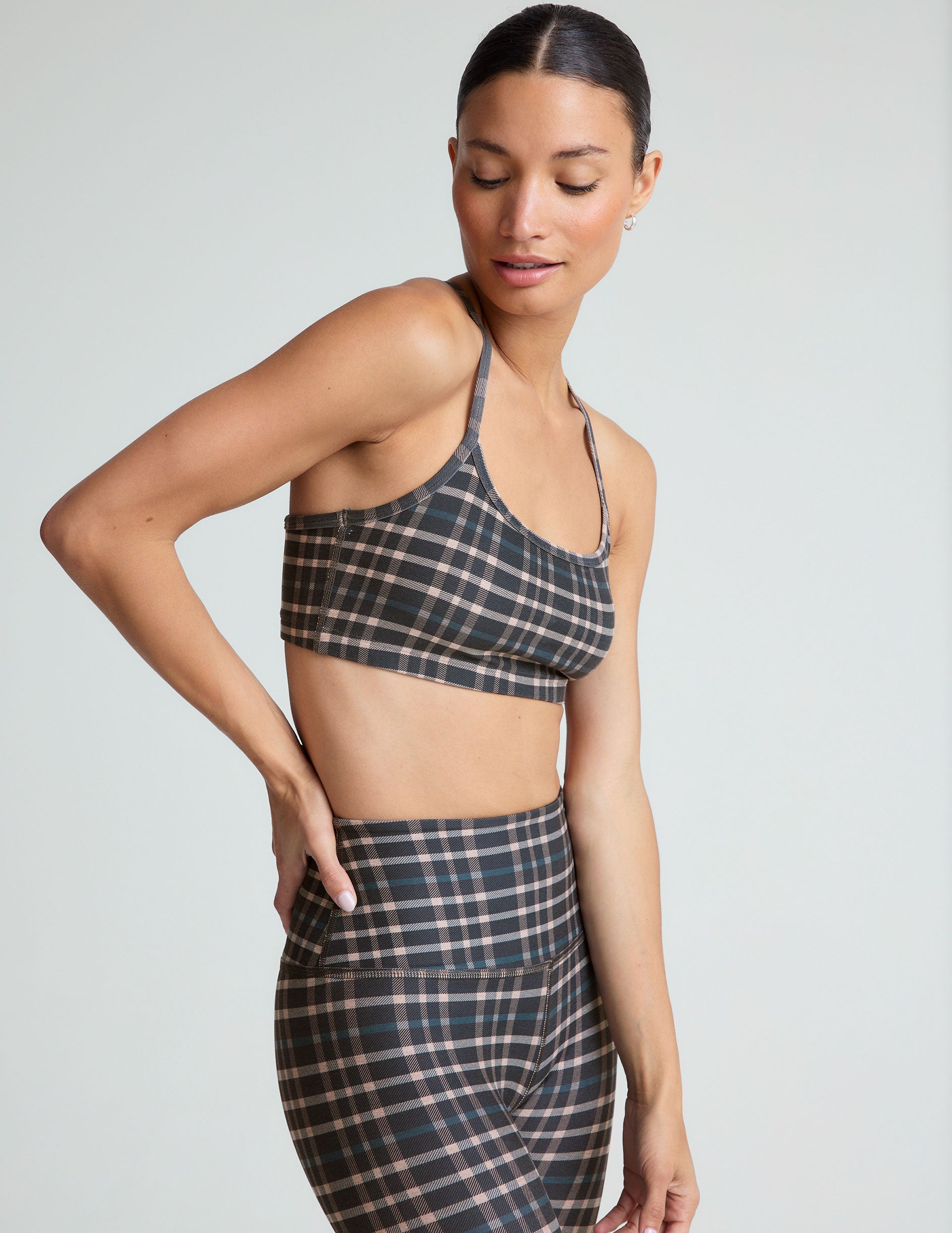 plaid printed slim racerback bra. 