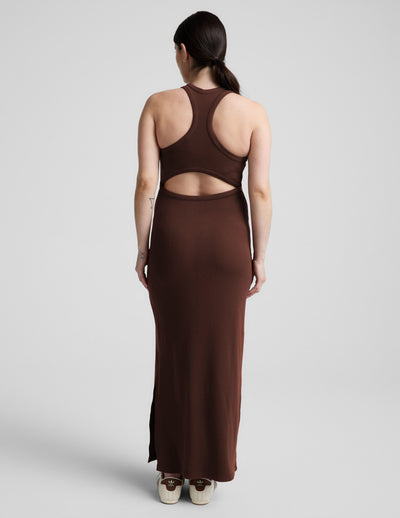 Ribbed High Neck Maxi Dress