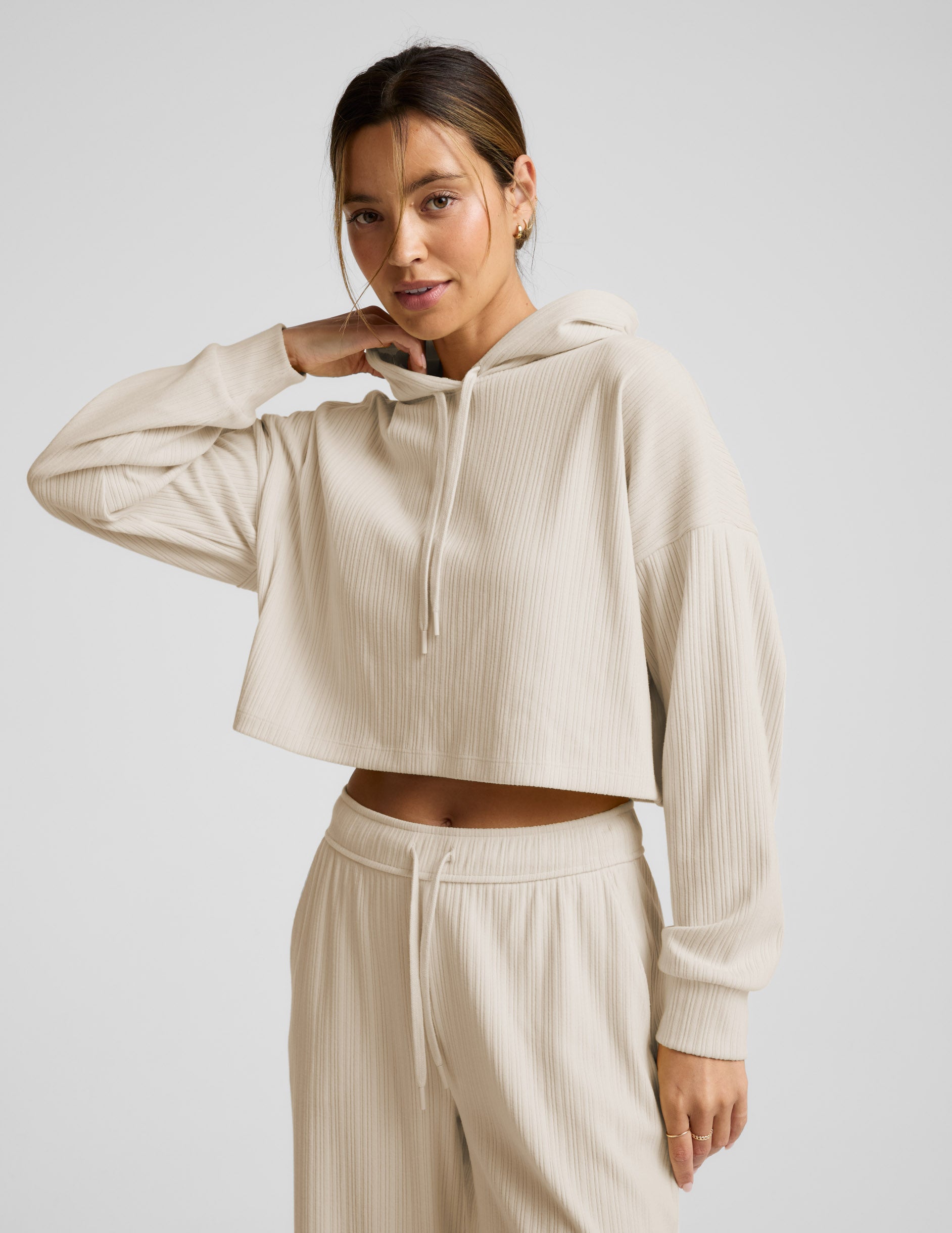 Breathe Easy Ribbed Cropped Hoodie | Beyond Yoga