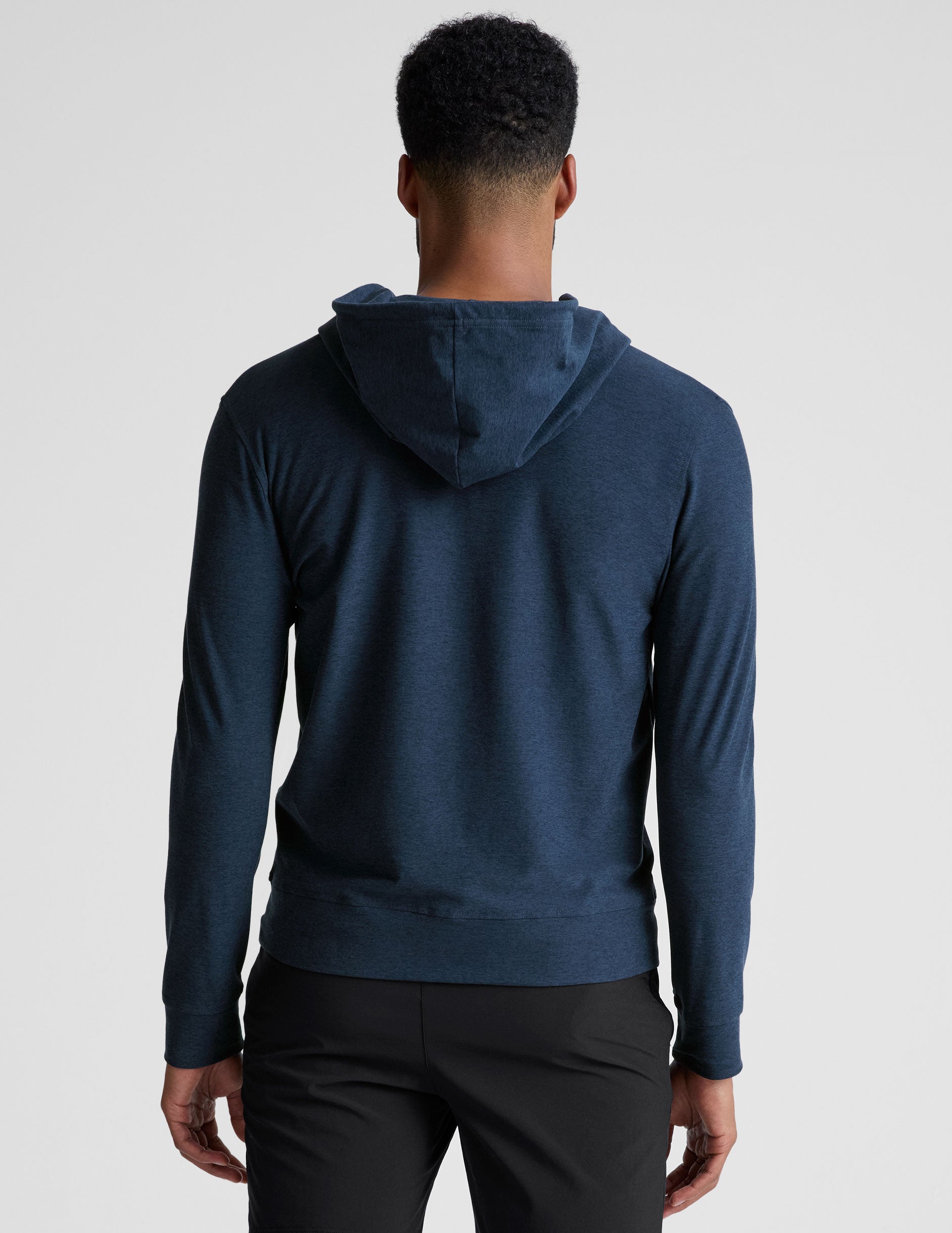 blue mens zip-up hooded jacket. 