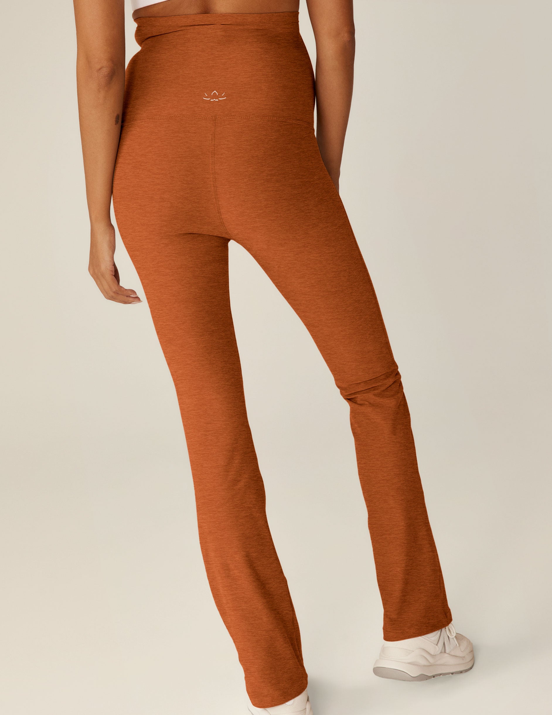 brown bootcut style maternity pants. 
